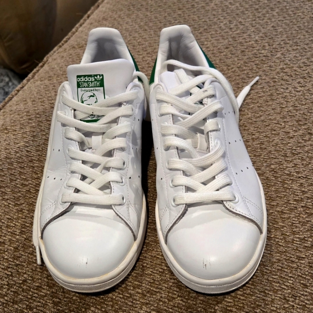 Adidas Stan Smith White and Green Sneakers
